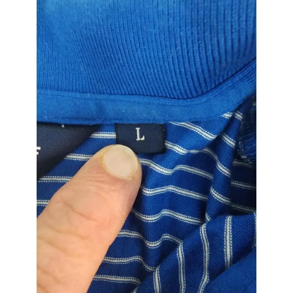 Ralph Lauren Polo Golf Men's Size Large Blue And White Striped Polo Shirt Short